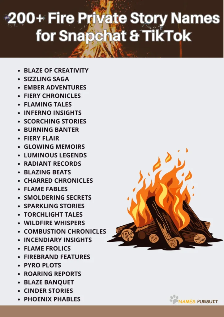 Fire Private Story Names Infographic