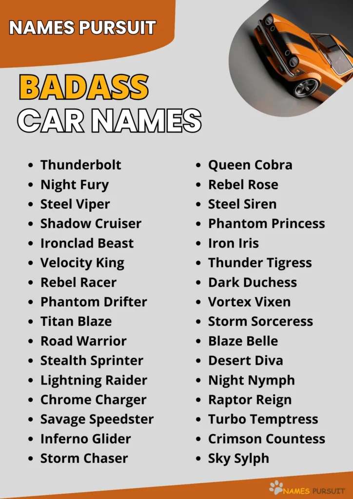 Badass Car Names infographic