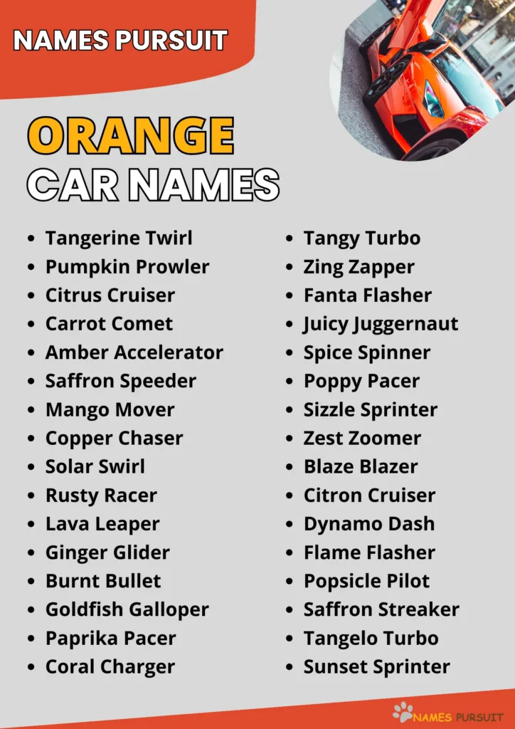 Popular Orange Car Names
