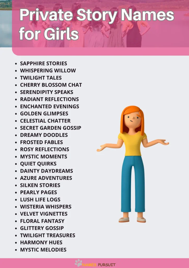 Popular Private Story Names for Girls infographic