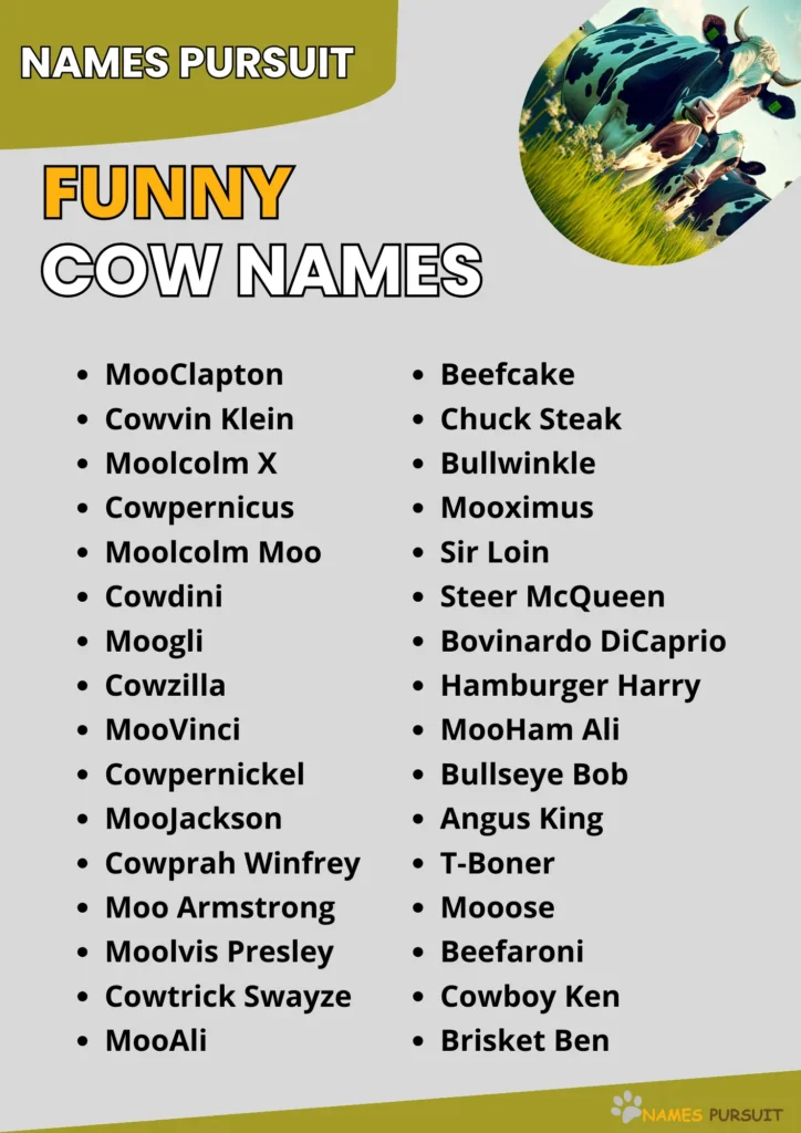 Funny Cow Names infographic