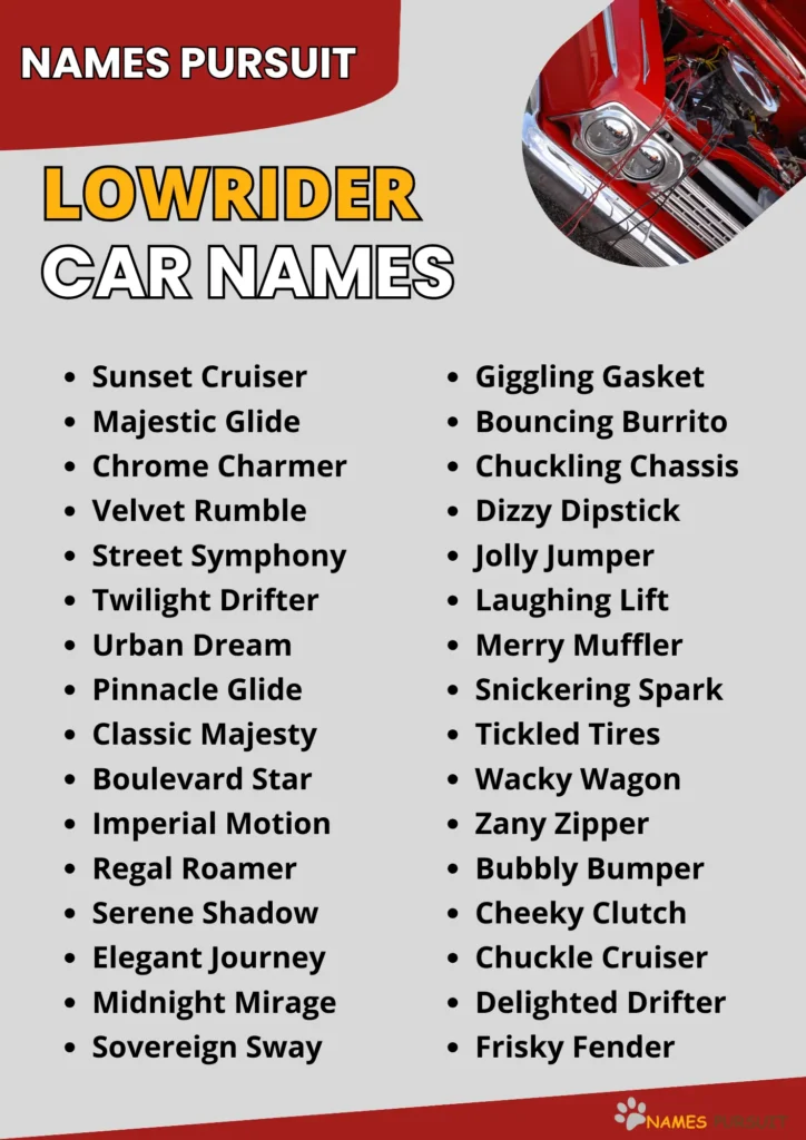 Lowrider Car Names infographic