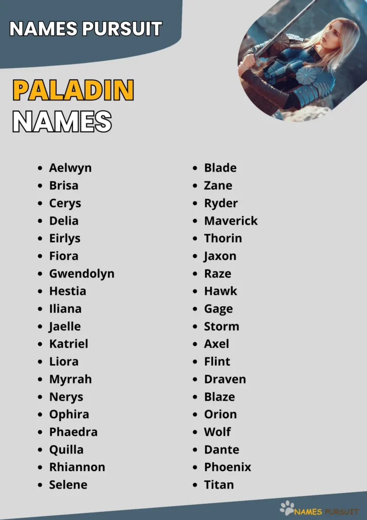 Paladin Names infographic
