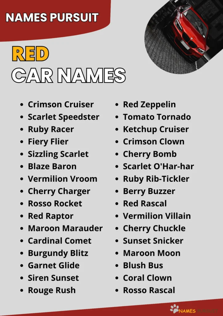 570 Red Car Names Unique Cool Creative Ideas 