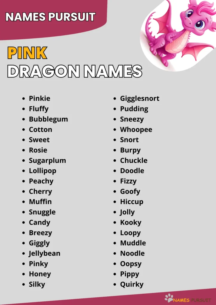 Pink Dragon Names infographic