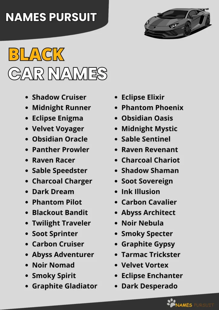 Black Car Name Ideas